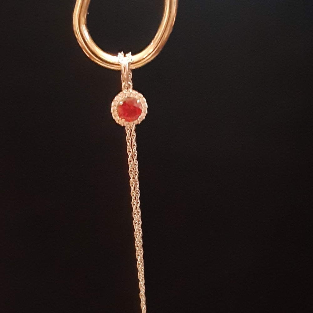 Sterling Silver Diamond and Ruby Necklace